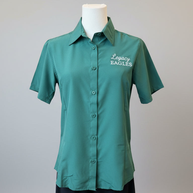 Ladies Harriton Green Button Up